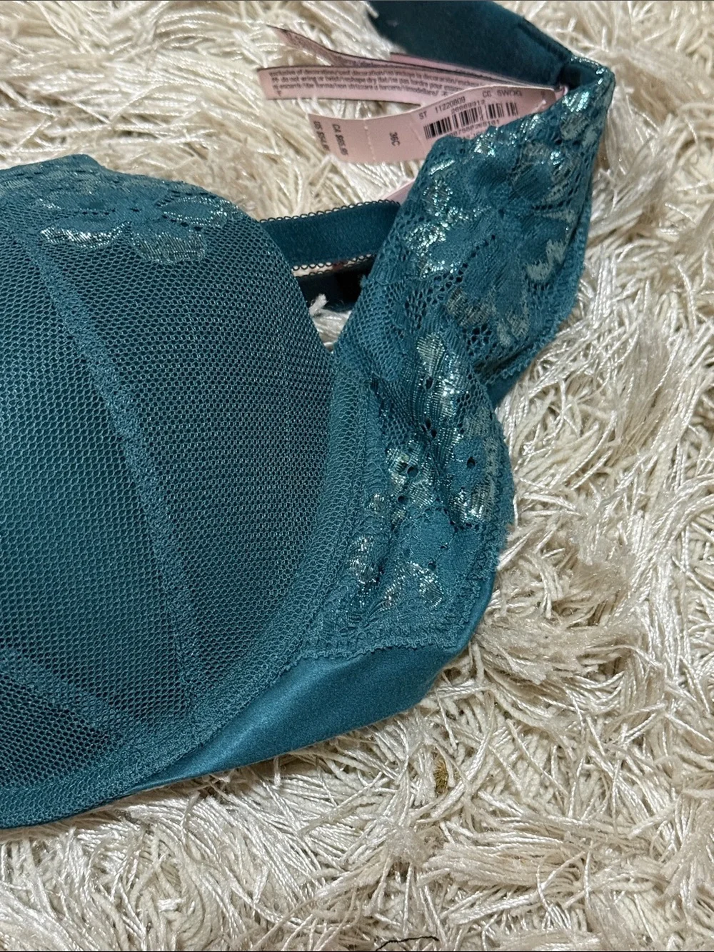 Victorias Secret Push Up Teal Lace Underwire Bra - Women Intimates 36C NWT